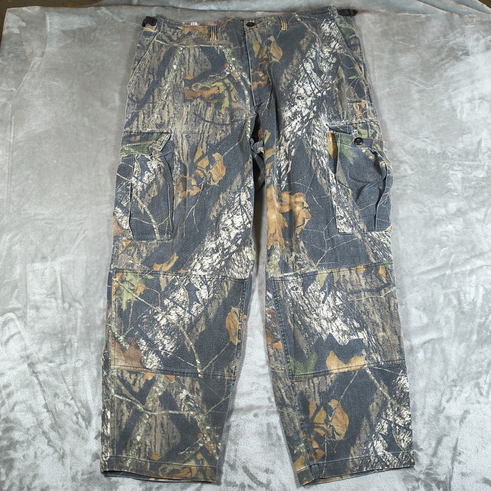 Vintage Cabelas Cargo Pants Mens XL Camo Double Knee Mossy Oak Break Up Hunting